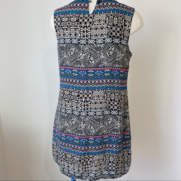 AS U WISH midi DRESS with bright blue bohemian Shift DRESS lined sleeveless M - Picture 12 of 13